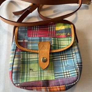 Dooney & Bourke Multicolor Plaid Crossbody with Tan Leather Trim